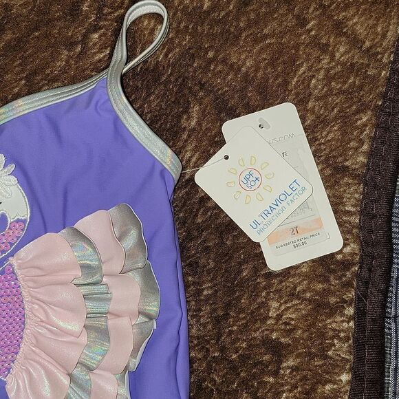 Flapdoodle Flamingo Applique One Piece UPF 50+ Swimsuit 🩱 New 🩱 Size 2T - Picture 5 of 9